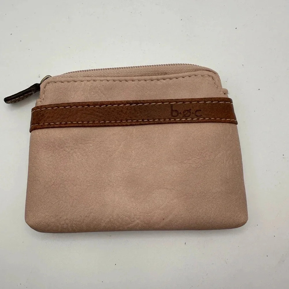 BoC Born Concept Pink Brown Faux Vegan Leather Small Wristlet Coin Purse Pouch